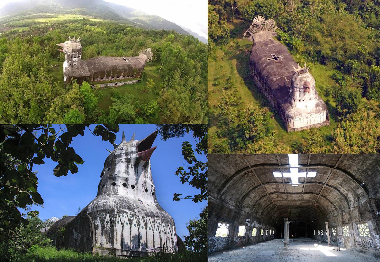 Deep+in+the+forests+of+Indonesia+sits+an+abandoned+church+shaped+like+a+chicken.